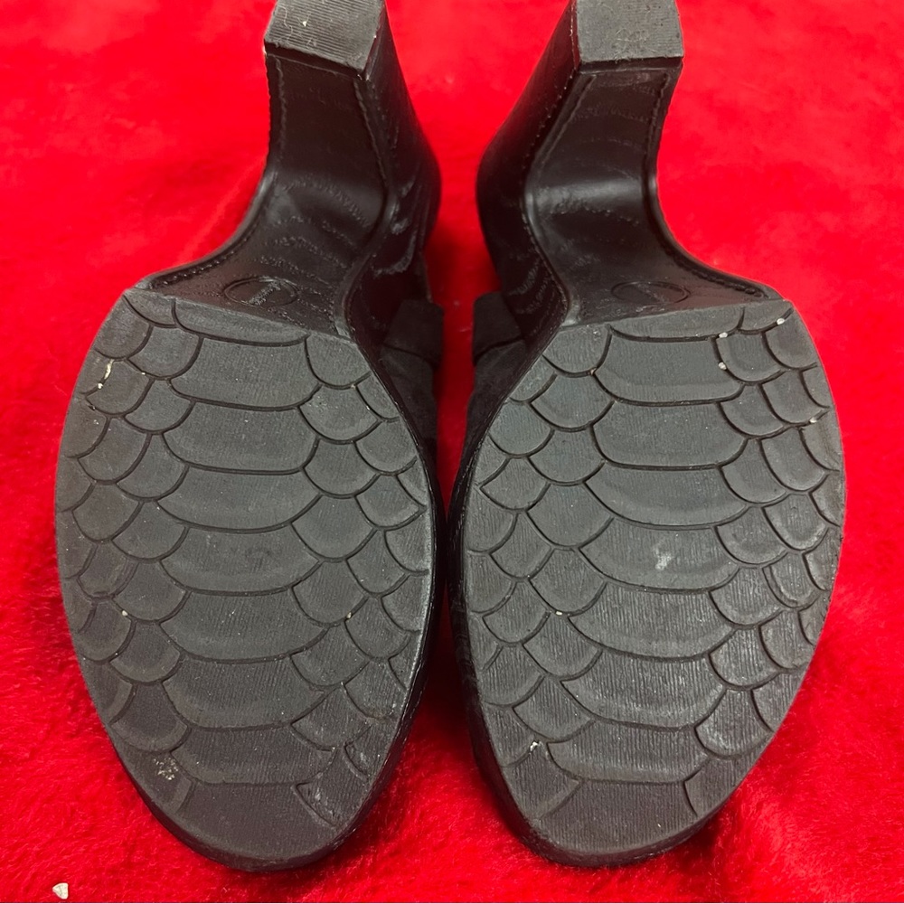Sole Senseability Open Toe Slingback Heel Ankle Boots Black Size 7.5 Suede Like - Picture 6 of 7
